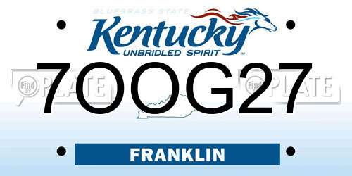 7OOG27 Kentucky License Plate