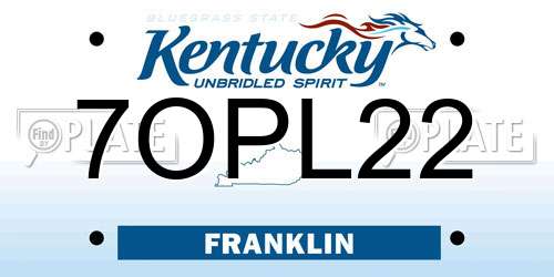 7OPL22 Kentucky License Plate