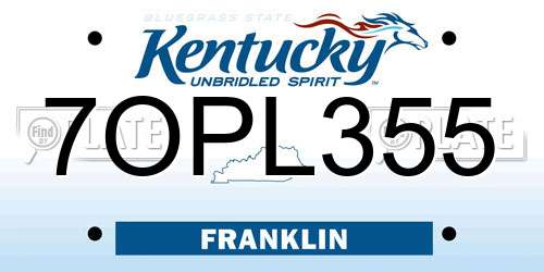 7OPL355 Kentucky License Plate