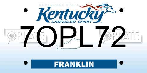 7OPL72 Kentucky License Plate
