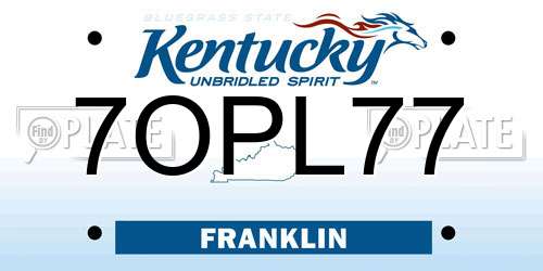 7OPL77 Kentucky License Plate