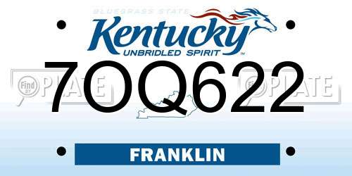 7OQ622 Kentucky License Plate