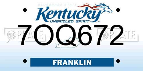 7OQ672 Kentucky License Plate