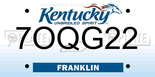 7OQG22 Kentucky License Plate