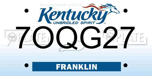 7OQG27 Kentucky License Plate