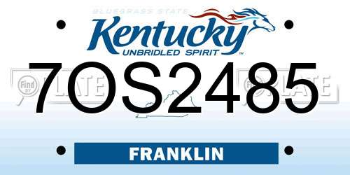 7OS2485 Kentucky License Plate