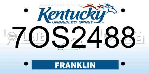 7OS2488 Kentucky License Plate