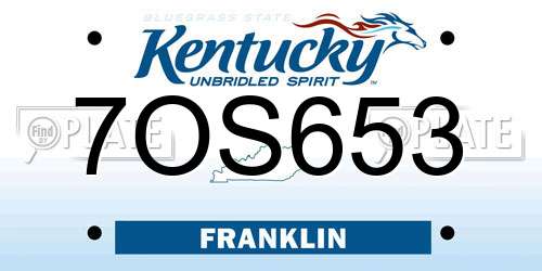 7OS653 Kentucky License Plate