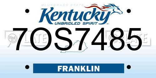 7OS7485 Kentucky License Plate