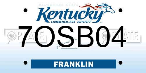 7OSB04 Kentucky License Plate