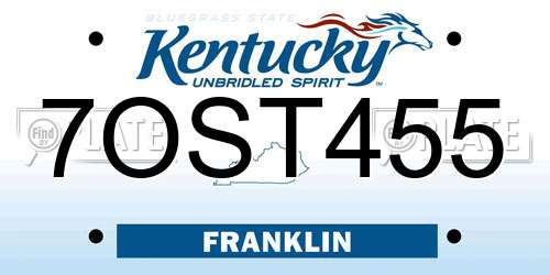7OST455 Kentucky License Plate