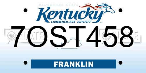 7OST458 Kentucky License Plate