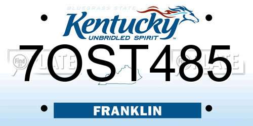 7OST485 Kentucky License Plate