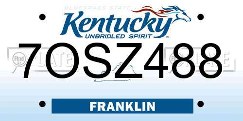 7OSZ488 Kentucky License Plate