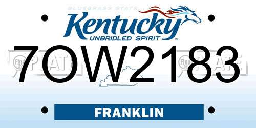 7OW2183 Kentucky License Plate
