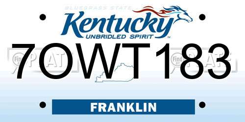 7OWT183 Kentucky License Plate