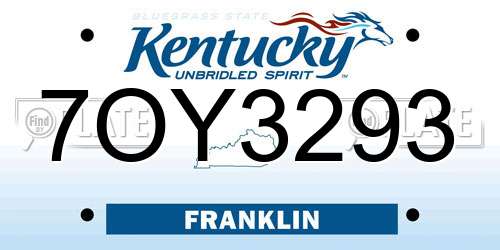 7OY3293 Kentucky License Plate