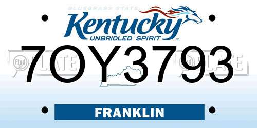 7OY3793 Kentucky License Plate