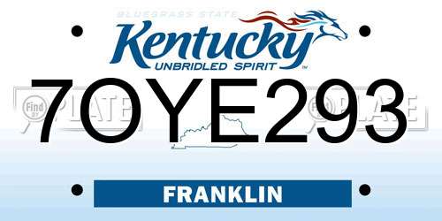 7OYE293 Kentucky License Plate