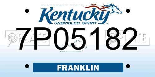7P05182 Kentucky License Plate