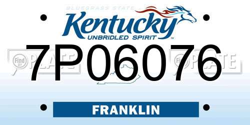 7P06076 Kentucky License Plate