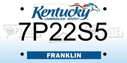 7P22S5 Kentucky License Plate
