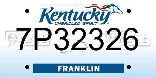 7P32326 Kentucky License Plate