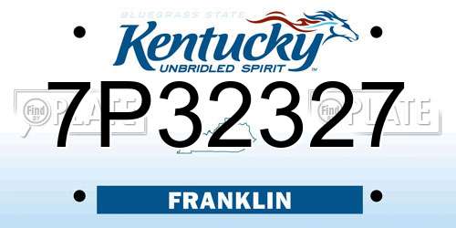 7P32327 Kentucky License Plate