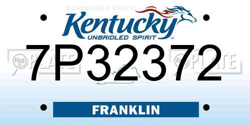 7P32372 Kentucky License Plate