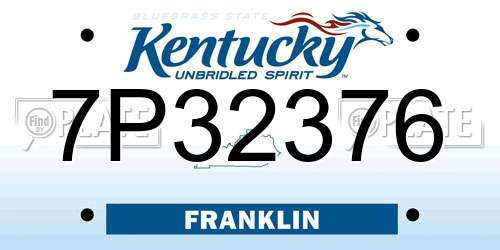 7P32376 Kentucky License Plate