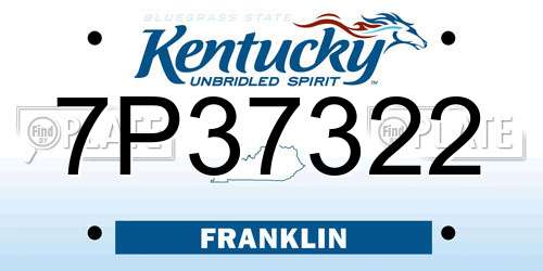 7P37322 Kentucky License Plate