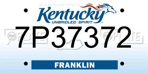7P37372 Kentucky License Plate