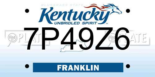 7P49Z6 Kentucky License Plate