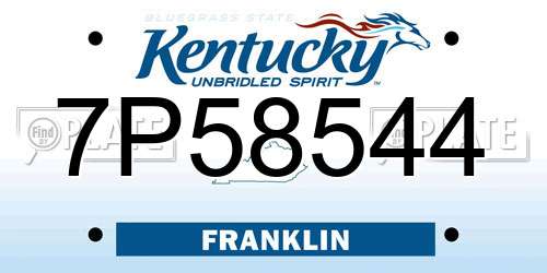 7P58544 Kentucky License Plate