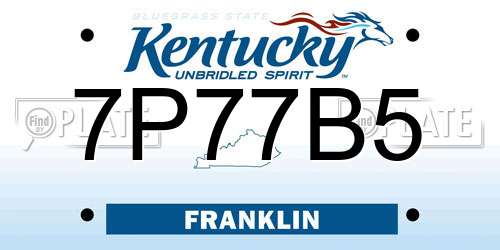 7P77B5 Kentucky License Plate