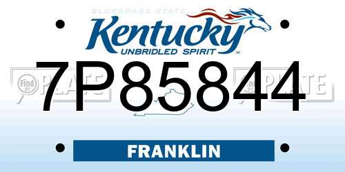 7P85844 Kentucky License Plate