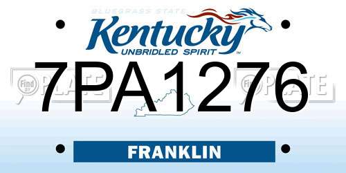 7PA1276 Kentucky License Plate