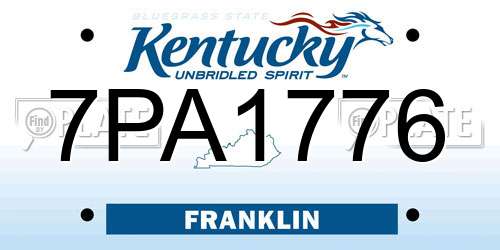 7PA1776 Kentucky License Plate