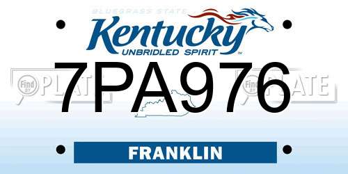 7PA976 Kentucky License Plate