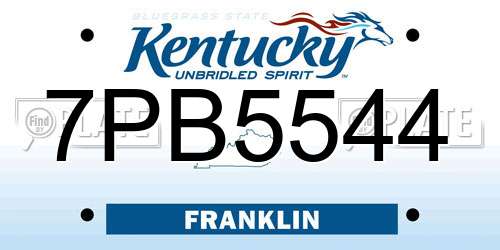 7PB5544 Kentucky License Plate