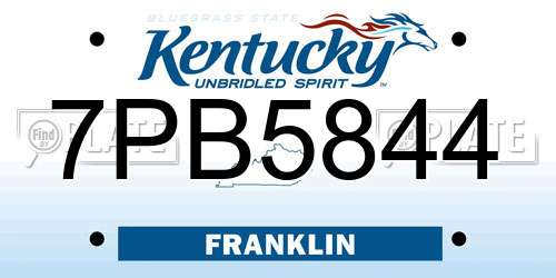 7PB5844 Kentucky License Plate