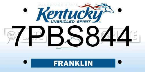 7PBS844 Kentucky License Plate