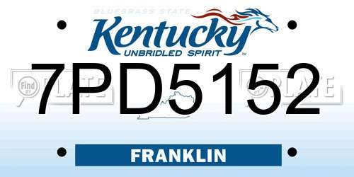 7PD5152 Kentucky License Plate
