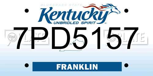 7PD5157 Kentucky License Plate