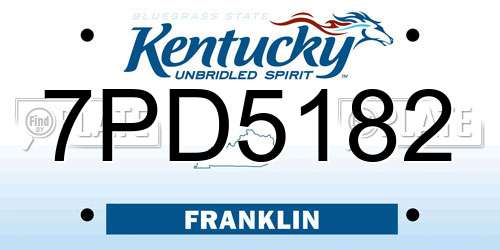 7PD5182 Kentucky License Plate