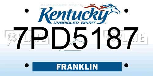 7PD5187 Kentucky License Plate