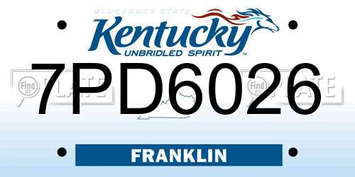 7PD6026 Kentucky License Plate