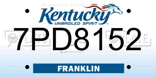 7PD8152 Kentucky License Plate