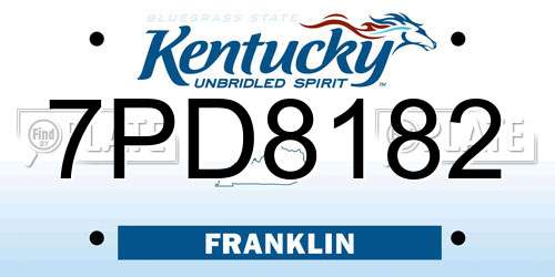 7PD8182 Kentucky License Plate