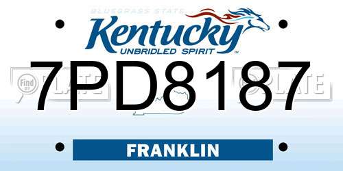 7PD8187 Kentucky License Plate